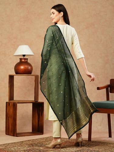 Anni Designer Women'S Cotton Blend Embroidered Straight Kurta With Pant & Dupatta (Kaj50 Cream_Xxl_Cream_Xx-Large),Cream,2XL,Cotton Blend,Regular,