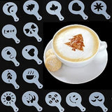 Jigva16 Pcs Coffee Shape Print, Coffee Shape Maker Cappuccino Coffee Barista Stencils Mould Tools