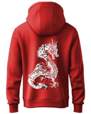 Adro Mens Hoodies With Hail The Dragon Puff Backside Printed, 100% Cotton 340Gsm. (H23-M-Dra-Rd_Red_S)