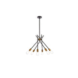 Living District Lucca 6-Light Mid-Century Metal Pendant In Black And Brass