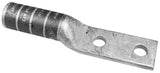 Burndy YA1C2N Two Hole Hylug Code Conductor Long Barrel Copper Compression Terminal, 1 AWG Conductor, 1/2 Stud Hole Size, 13/4