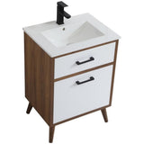 Elegant Decor Boise 24 Porcelain Top Bathroom Vanity In Matte White