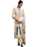 Libas Womens Printed Crepe Straight Kurta With Trousers And Dupatta