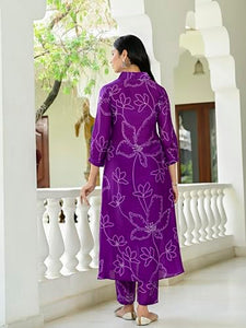 Anni Designer Women'S Cotton Blend Anarkali Printed Kurta With Pant (Marup Begani-Nw_5Xl_Begani_Xxxxx-Large),Begani,5XL,Cotton Blend,Anarkali,