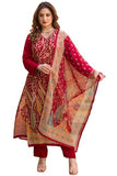 Anni Designer Women'S Rayon Viscose Straight Printed Kurta With Pant & Dupatta (Setul Red_M_Red_Medium),Red,M