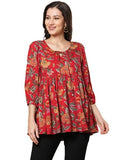 Gosriki Women'S Tunics Tops Rayon Viscose Printed Short Top For Women (Silvi Red-Gs_Xxl_Red_Xx-Large),Red,2,B0DVQ5H2G4