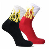 Bear & Beyond Flame Design Crew Socks For Men And Women Cotton Blend Stretch Breathable Casual Athletic Streetwear Mid Calf Sock