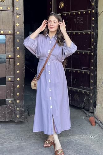 Anni Designer Women'S Rayon Viscose Soild Button Shirt Dress (Sinny Purple_Xxl_Purple_Xx-Large),Purple,2XL,,,