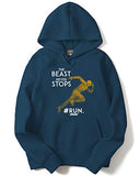 Adro Men'S Cotton Neck Hooded Sweatshirt (H-M-Sto-Sb_Teal_L)