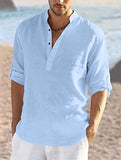 Bellstone Men'S Cotton Blend Solid Regular Dress Shirt (Kurta800Combo_White_Skyblue_L Sky Blue