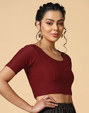 Toplot Cotton Blend Lycra Stretchable Readymade Blouses Pack Of 2 (Combo-5058-Crm-Mrn-32),Cream-Maroon,32,B0CV58LVVY