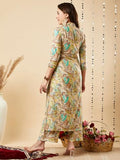 Gosriki Women'S Cotton Blend Printed Straight Kurta With Palazzo Set (Half Green-Nw-Gs_S_Green_Small),Green,,B0CJY62TZC