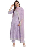 LookMark Women's Kurta Set in Light Purple Color and Cotton Blend Fabric with Pant and Dupatta (AZ-LM-OG-KS2154-XXL)
