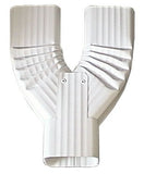 2 downspouts Tied into one Bottom exit, Y Downspout Funnel for Rectangular Downspouts (3x4, Low Gloss White)