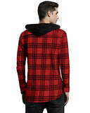 Eyebogler Men Checkered Hooded Neck Red T-Shirt,RedApparel,L