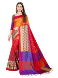 GRECIILOOKS Womens Cotton Silk Casual Saree For Women (Red)