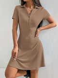 Toplot Casual Wear Dress For Women || Knee Length || Half Sleeve || Strip Dress (Kit-Dress-5237-Brown-Xl),Brown,,B0DZXDT3BR