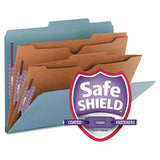 Pressboard Classification Folders, Two Pocket Dividers, Legal, Dark Blue, 10/Box