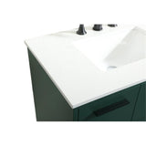 Elegant Decor Baldwin 36 Solid Wood And Mdf Bathroom Vanity In Green