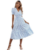 Kotty Women'S Fit And Flare Printed Dress Off White Blue,Off White BlueApparel,M