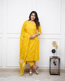 Fabnex Kurta Set For Women | Women Kurta Set With Dupatta | Women Kurta Sets Kurtis | Women Kurta Pant Set (K-94-95) (In, Alpha, M, Regular, Yellow)