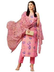 Gosriki Women'S Cotton Blend Straight Printed Kurta With Pant & Dupatta (Fataki Baby Pink-Gs_Xl_Pink_X-Large),Baby Pink,,B0CTHWH4KC
