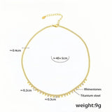 Gold Rhinestone Choker Necklace for Women 18K Gold Plated Titanium Steel Chain 40+5cm Adjustable Dainty Sparkle Jewelry for L