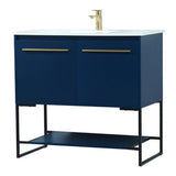 Elegant Decor Sloane 36 Mdf And Steel Single Bathroom Vanity In Blue