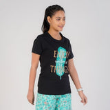 Rupa Colors Playsure Printed Cotton Blended Round Neck Women'S T-Shirt Short-Sleeve Pack Of 1,BlackApparel,XL