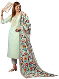 Anni Designer Women'S Cotton Blend Embroidered Straight Kurta With Pant & Dupatta (Charvi Grey_M_Grey_Medium),Grey,M