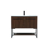 Elegant Decor Sloane 40 Mdf And Steel Single Bathroom Vanity In Walnut