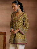 Libas Women'S Cotton Floral A-Line Kurti (290620R Olive Olive 2Xl