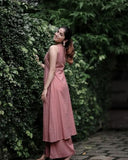 Anni Designer Women'S Rayon Blend Anarkali Solid Kurta With Palazzo (Maniraj Pink_L_Pink_Large),Pink,L,Rayon Blend,Anarkali,