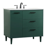 Elegant Decor Baldwin 36 Solid Wood And Mdf Bathroom Vanity In Green