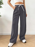 LERIYA FASHION Women's High Waist Wide Leg Trousers | Casual & Formal Pants for Women |Loose Fit Track Pants | Gymwear | Cargo Pants | Elegant Office Wear | Stylish Jeans Look (LF-TR1167-M-GREY),Grey