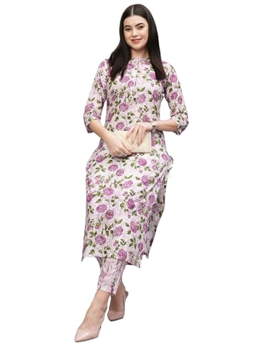 Gosriki Women'S Cotton Blend Straight Printed Kurta With Pant (Dafiya Purple-Gs_Xxl_Purple_Xx-Large),Purple,2,B0CSG5QJ3R