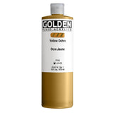 Fluid Acrylics by GOLDEN, Yellow Ochre, 16 fl. oz. Bottle, Professional Acrylic Paint, SemiOpaque