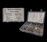 Rpi Shop - M8 Assorted Hex Head Bolt, Nickel Finish, 5 Different Size(12Mm, 15Mm, 20Mm, 25Mm, 30Mm) Each 50 Pcs With Nut And Was