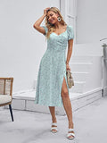 Toplot Dresses For Women Floral Print With Puff Sleeve (T-Dress-5006-Sky-S),Sky,,B0B3DDWCLL