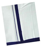 Prakasam Cotton Fantacy Men'S White Dhoti With Blue Barder (1.26 X 2.00 Meter)