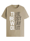 Adro Motivational Quote Printed T-Shirt For Men - 100% Cotton, Regular Fit, Soft Breathable Fabric | Rn23-M-Best-Be-Xl Beige