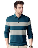 Eyebogler Polo Neck Full Sleeve Printed Casual Men Tshirt,Teal Melange Cement Apparel,M