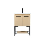Elegant Decor Sloane 24 Mdf And Steel Single Bathroom Vanity In Maple