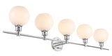 Living District Indoor Modern Home Decorative Bright Ceiling Collier 5 Light Chrome And Frosted White Glass Wall Sconce