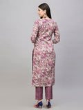 Anni Designer Women'S Cotton Blend Straight Printed Kurta With Pant (Seep Purple_5Xl_Purple_Xxxxx-Large),Purple,5XL,Rayon Blend,Straight,
