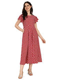 Oomph! Women'S Western & Fusion Wear Midi Dresses For Women Beach Red - Md339,Maroon Red,Maroon Red,S