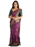 Leriya Fashion Womens Silk Saree Beautiful Jacquard Rich Pallu Design Kanjivaram Silk Style Saree With Blouse Piece (Purple)