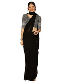 Satrani Womens Knit Pure Georgette Saree (2629S102N_Black)