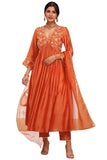 Gosriki Women'S Rayon Viscose Anarkali Embroidered Kurta With Pant & Dupatta (Kanakam Orange-Vks02-Gs_S_Orange_Small),Orange,,B0F8QB33JH