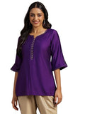 Libas Women'S Silk Blend Regular Kurti (29151_Purple